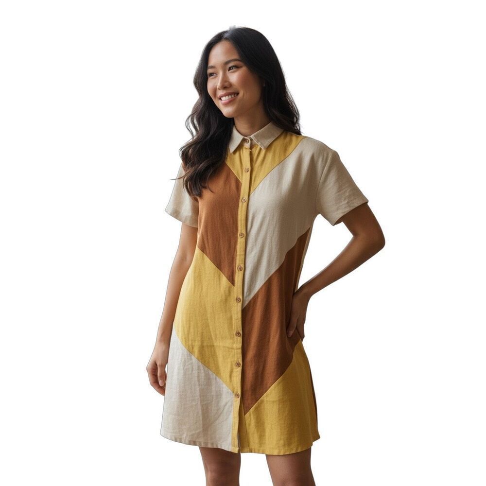 ZARA Color Block Shirt Dress S